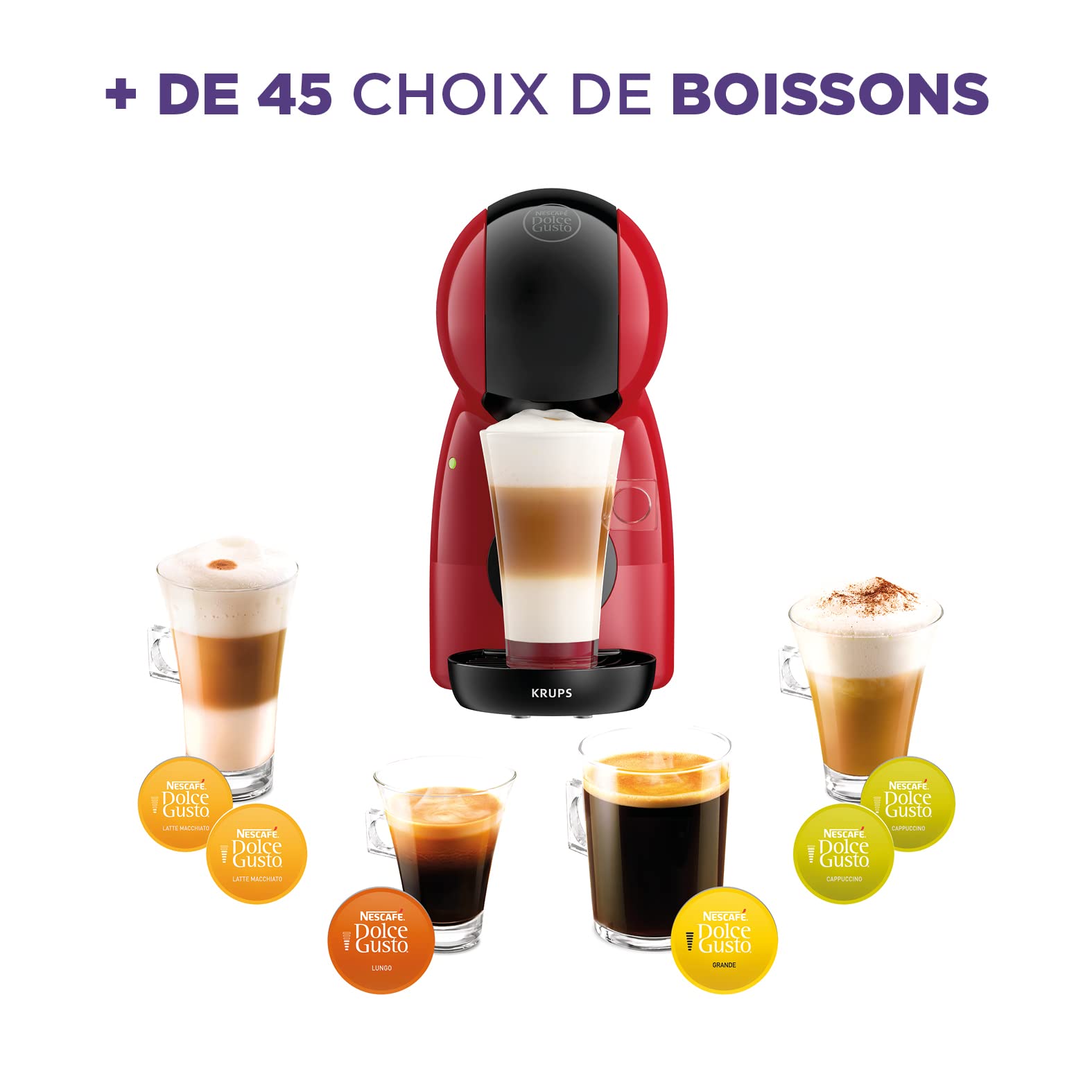Dolce Gusto Piccolo XS KP1A3510 - Machine à café à capsules compacte, 15 bars - Rouge et Noir - photo 5