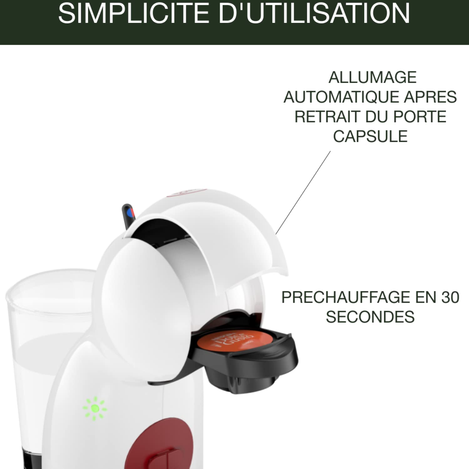 Dolce Gusto Piccolo XS KP1A3110 - Machine à café à capsules multi-boissons, 15 bars - Blanc et Rouge - photo 3