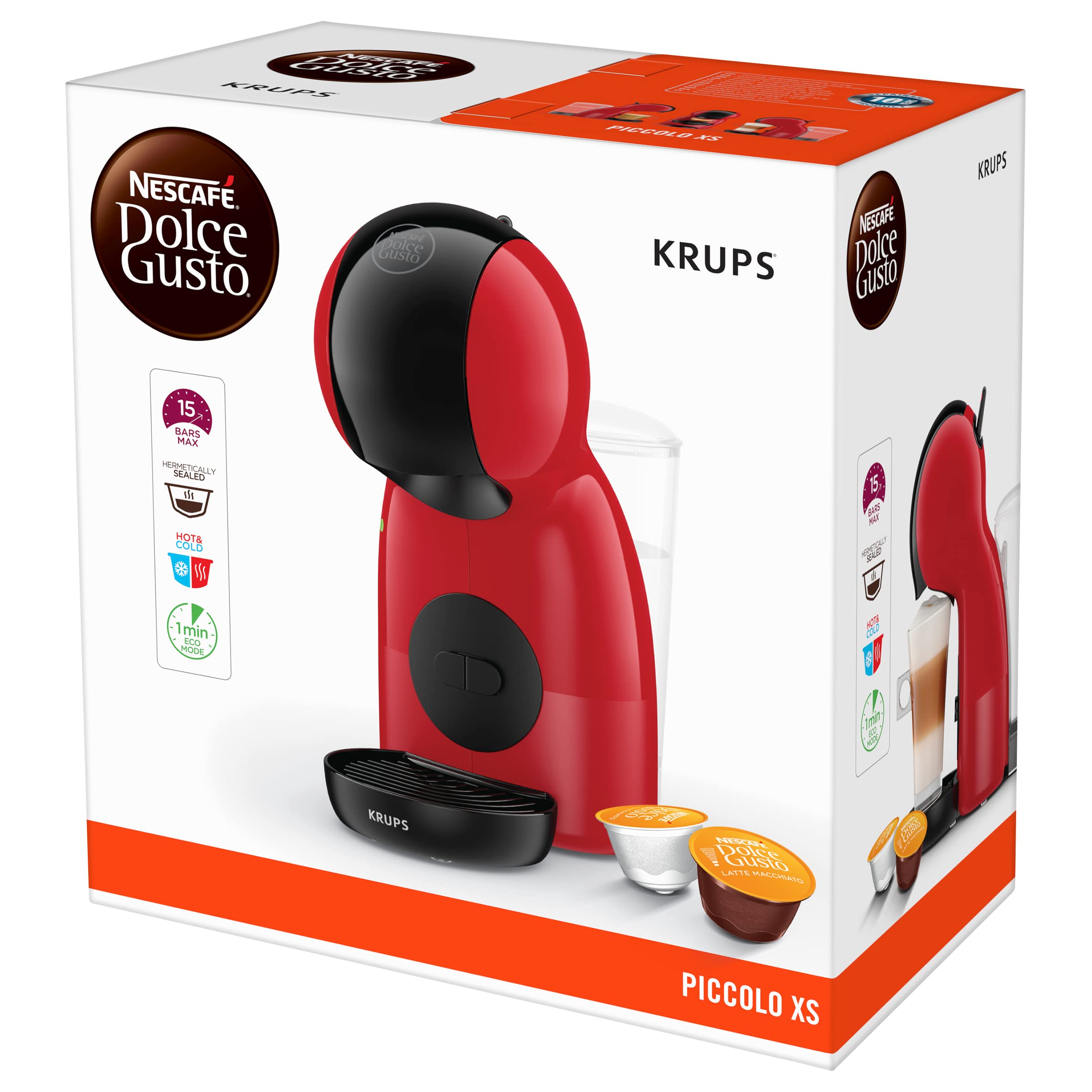 Dolce Gusto Piccolo XS KP1A3510 - Machine à café à capsules compacte, 15 bars - Rouge et Noir - photo 8